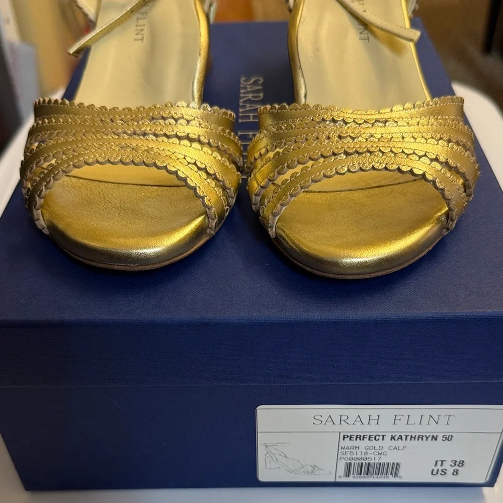 Sarah Flint Kathryn Metallic Gold Women's Sandals - Picture 2 of 8